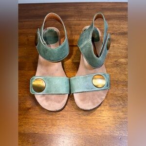 Taos Carousel Leather Wedge Sandals Ankle Strap